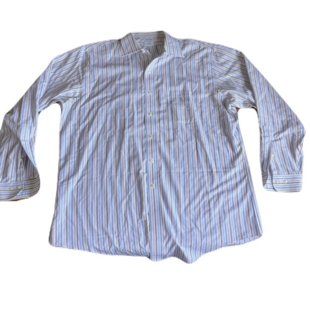 Brooks Brothers 17 1/2 x 34/35 Multi Color Stripe  Button Front Dress Shirt